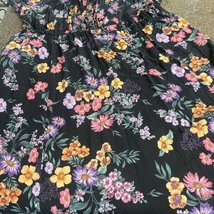 Torrid Plus Size Black Maxi Dress with Pastel Floral Accents Size 3 3X Boho